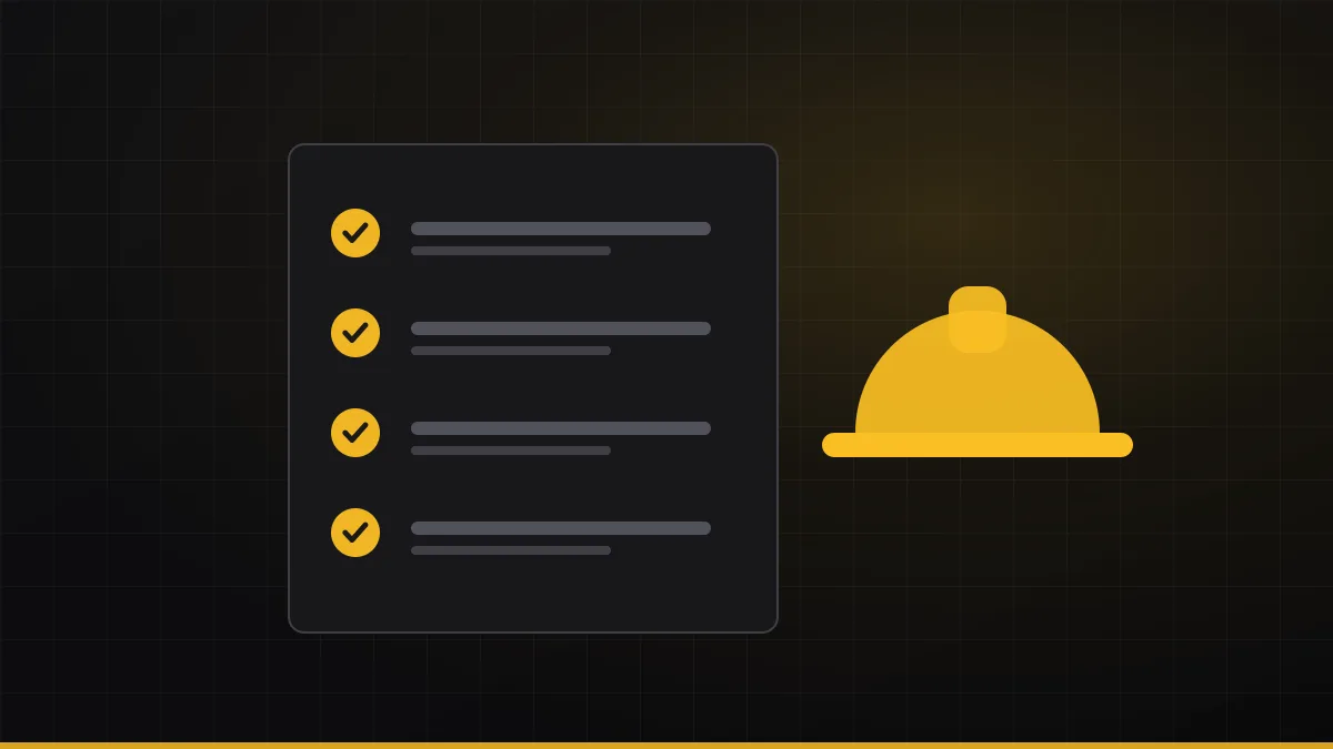 Onboarding checklist with W-9, insurance and banking items being checked off next to a hard hat
